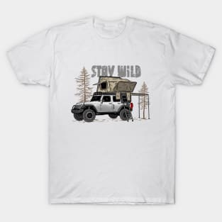 Stay Wild Jeep Camp - Adventure white Jeep Camp Stay Wild for Outdoor Jeep enthusiasts T-Shirt